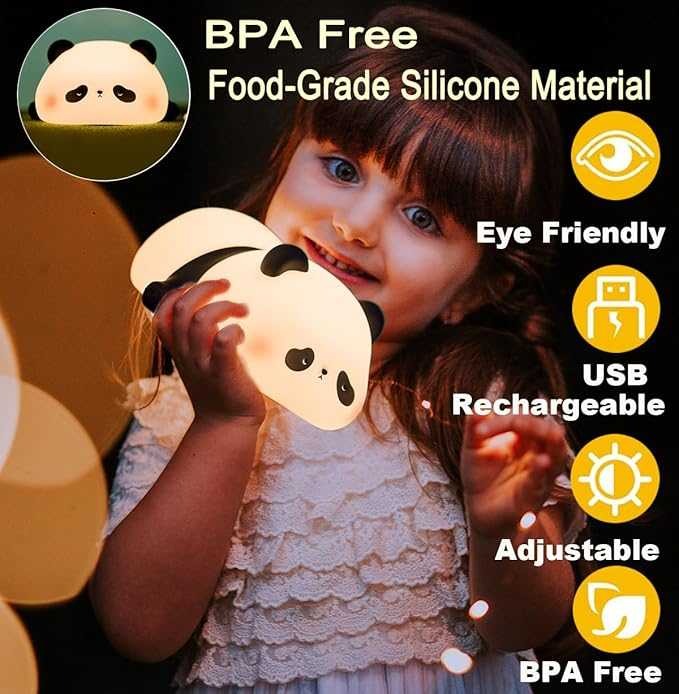 Cute Panda Night Light for Kids & Baby Nursery
