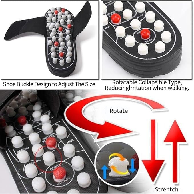 Massage Slippers with Rotating Acupressure Foot Massager