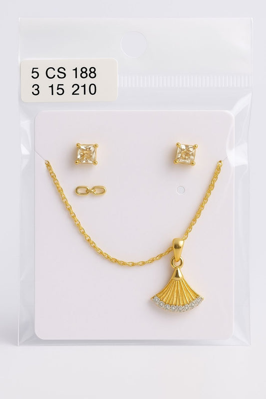 Gold Plated Fan Necklace
