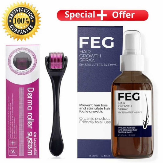 FEG Hair Growth Spray & Derma Roller Combo